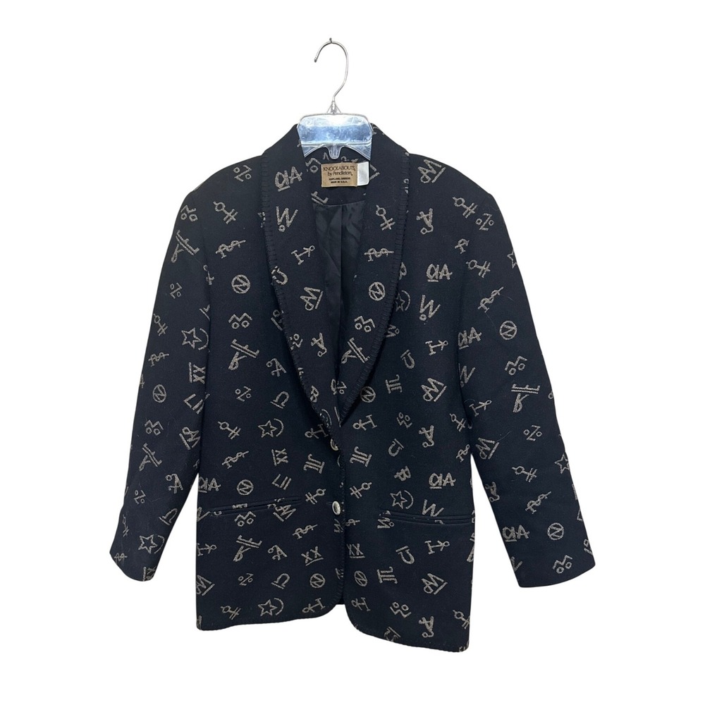 Knockabouts‎ by Pendleton Blazer Jacket Mens Size 6 Symbols Print USA Made